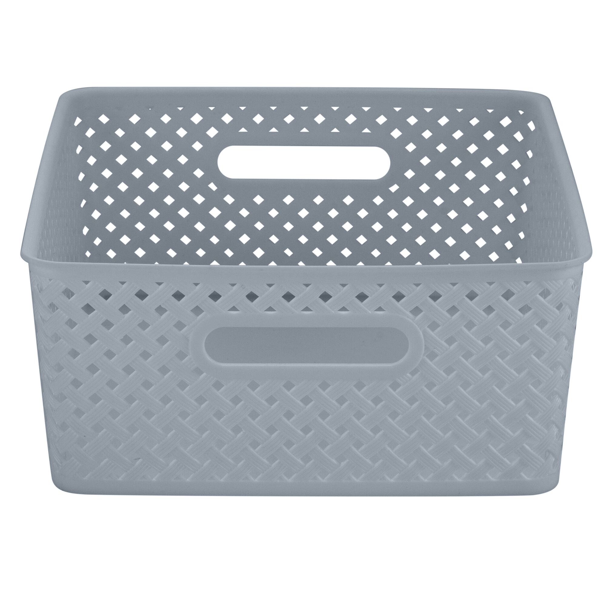 Simplify Medium Gray Wicker Storage Bin, 2ct.